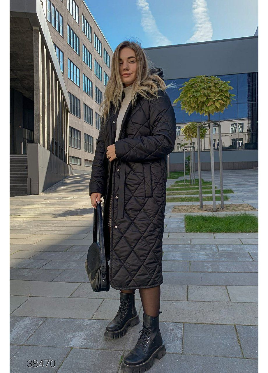Чорне демісезонне Пальто стьобане з капюшоном Byron