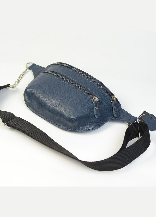 Синяя кожаная женская нагрудная поясная сумочка бананка через плечо Serebro (315332555)