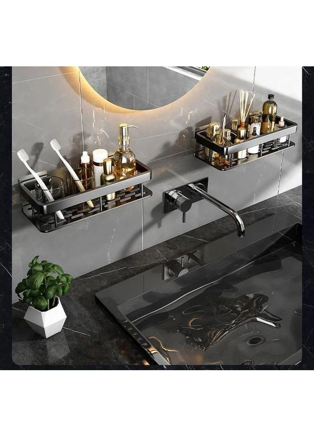 Набор металлических полок для ванной комнаты 2шт Черные (PH051342-2) Xiamen (368833849)