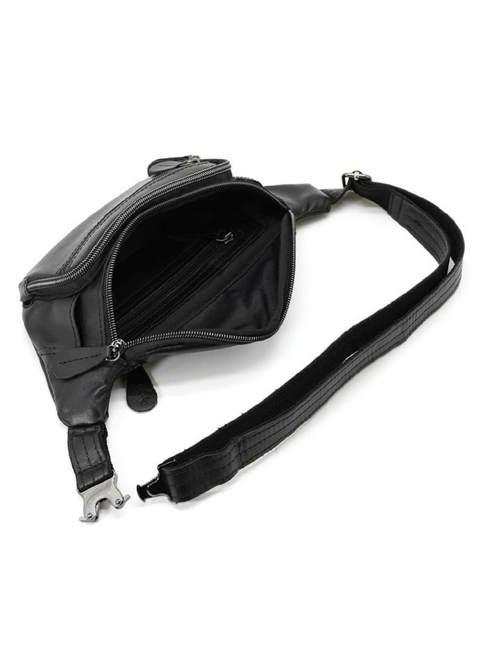 Бананка шкіряна, сумка напояхна чорна маленька 7218A від John McDee (329147824)