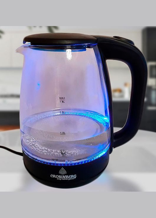 Электрический чайник стеклянный CB-9410 с подсветкой 1,8 л Черный Crownberg (296925787)