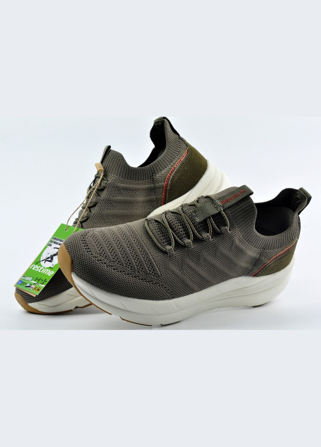Оливковые (хаки) летние кроссовки (слипоны) Restime