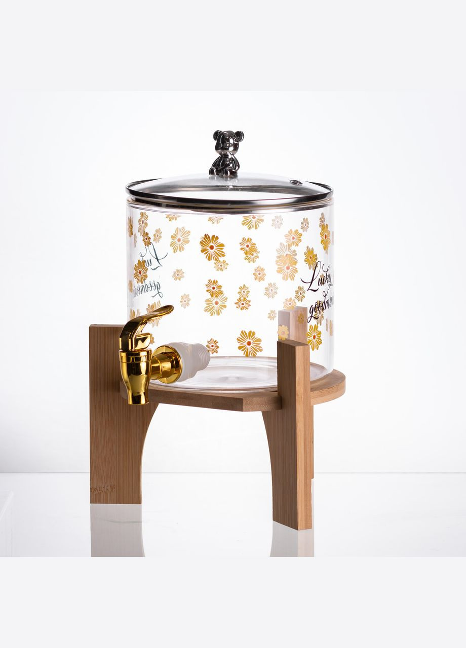 Лимонадниця з краном на дерев'яній підставці 2.6 л скляна Yiwu (354203249)