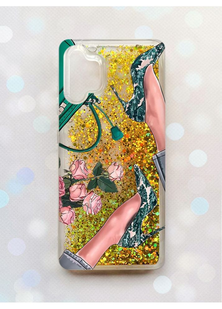 Чехол с плавающими блестками на Samsung Galaxy A32 Золотой:: Туфельки и цветы (принт 225) Creative (360674450)