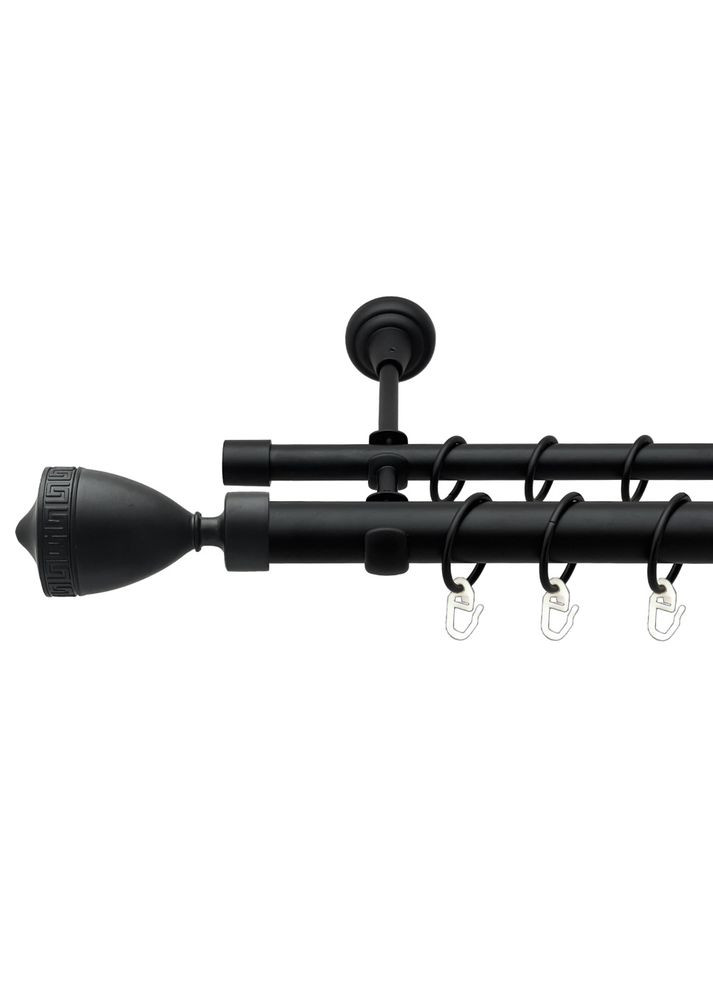 Карниз Афіна металевий дворядний відкритий гладка труба Чорний 25\16 мм 300 см (00-00024507) ORVIT (300846635)