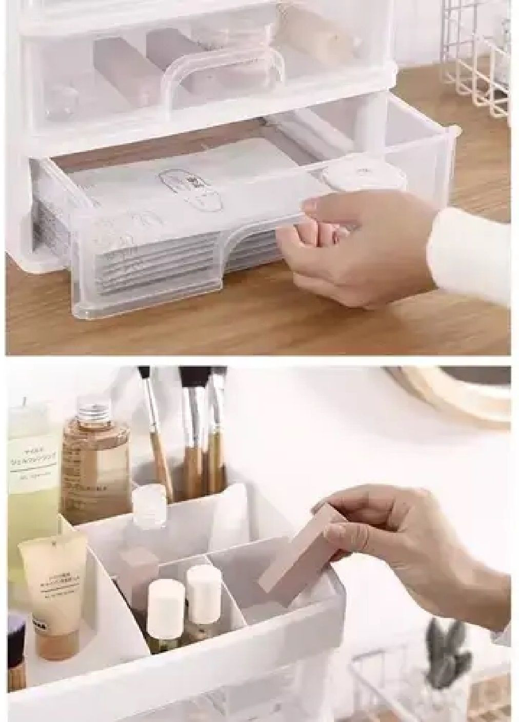 Органайзер підставка поличка бокс для зберігання косметики з прозорими ящиками полицею 27х23,5х17 см (478262-Prob) Unbranded (303674778)