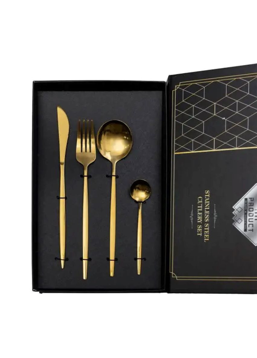 Набор столовых приборов 24 предмета набор ложек вилок и ножей на 6 персон Золотой Jooki (358705497)
