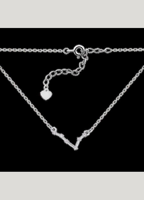 Кольє срібне знаки зодіаку Риби на тонкому ланцюжку з яскравими білими фіанітами Каштан (342335316)