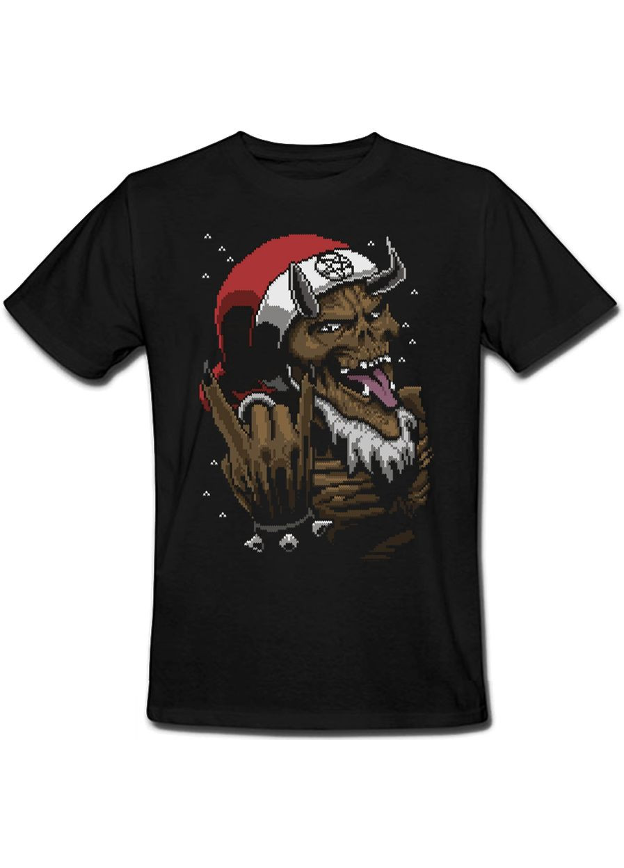 Чорна футболка новорічна satan rocks (чорна) Fat Cat