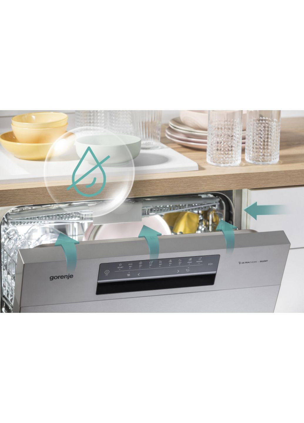 Посудомийна машина GS643D90X, 16компл., A+++, 60см, дисплей, 3 кошика, AquaStop, сірий Gorenje (364275255)