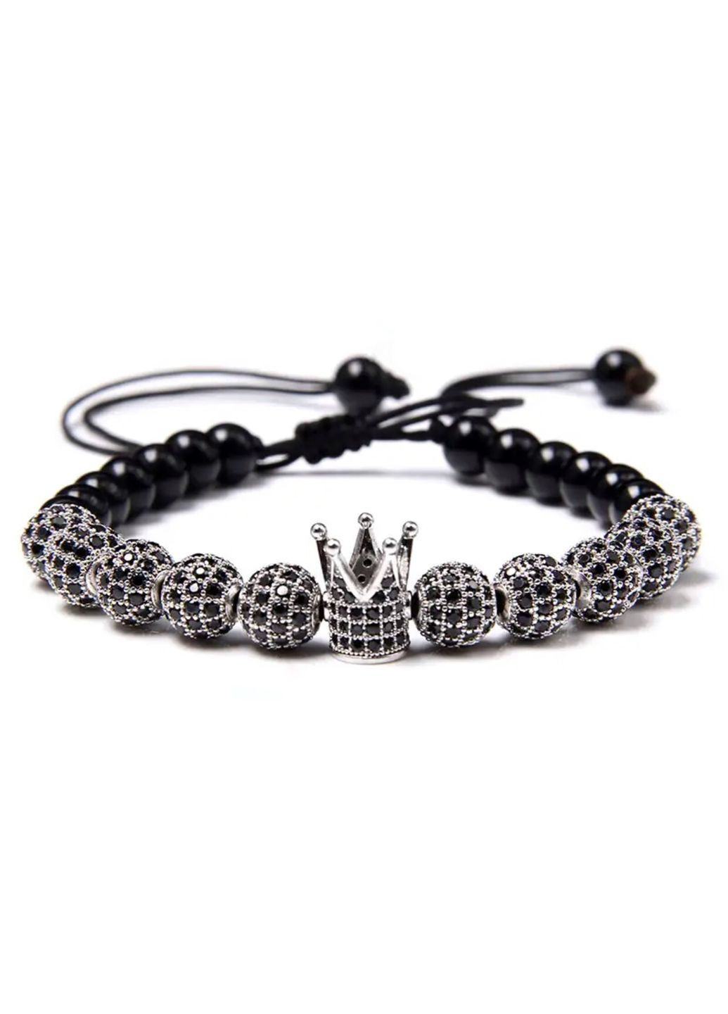 Елітний браслет з агату зі срібною короною та кулями (20068) Hemst (301070926)
