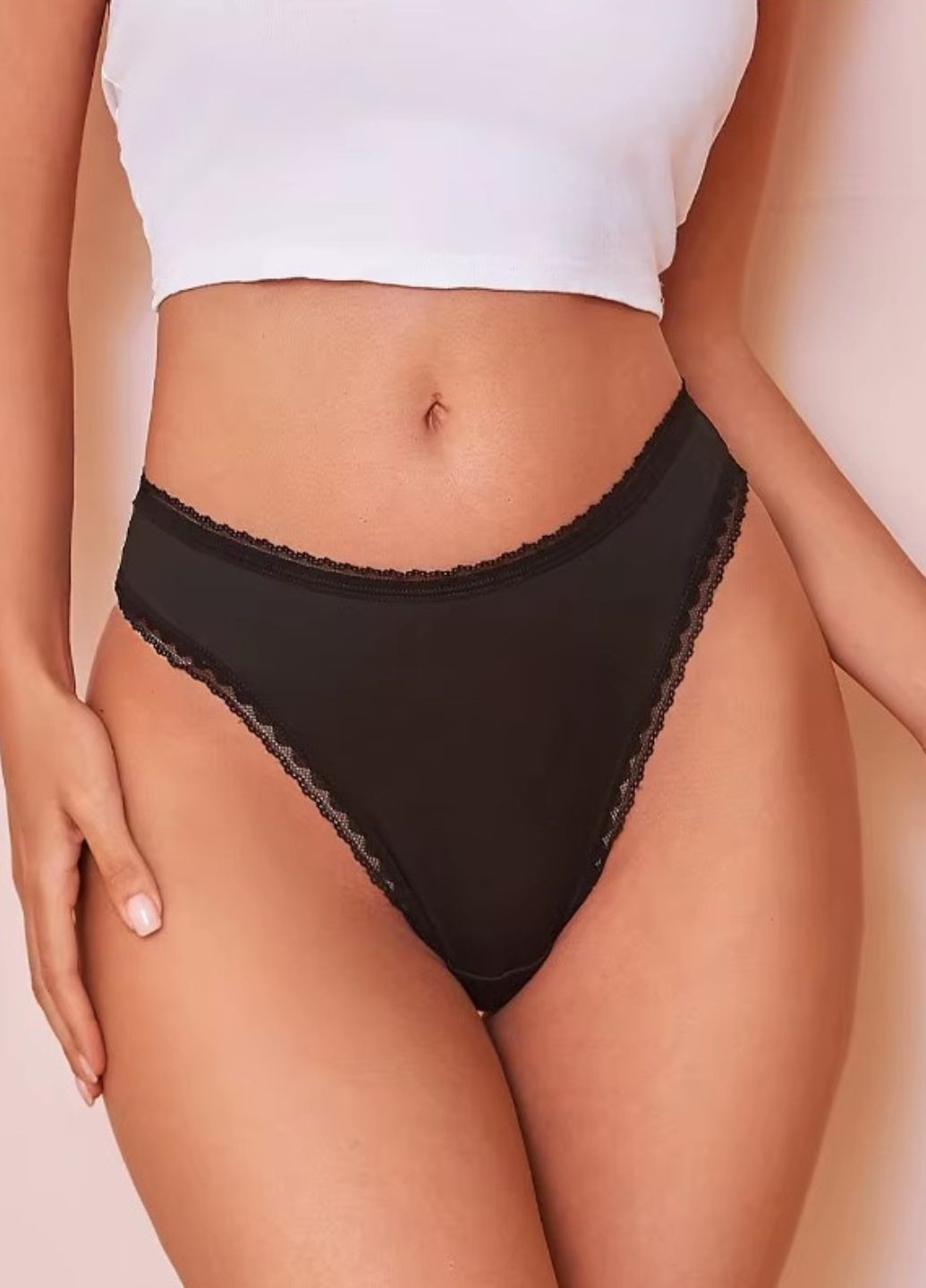 Женские трусики стринги с кружевной окантовкой Fine and Comfort (1841-40-01) Комбинированный XS Finetoo (332005394)