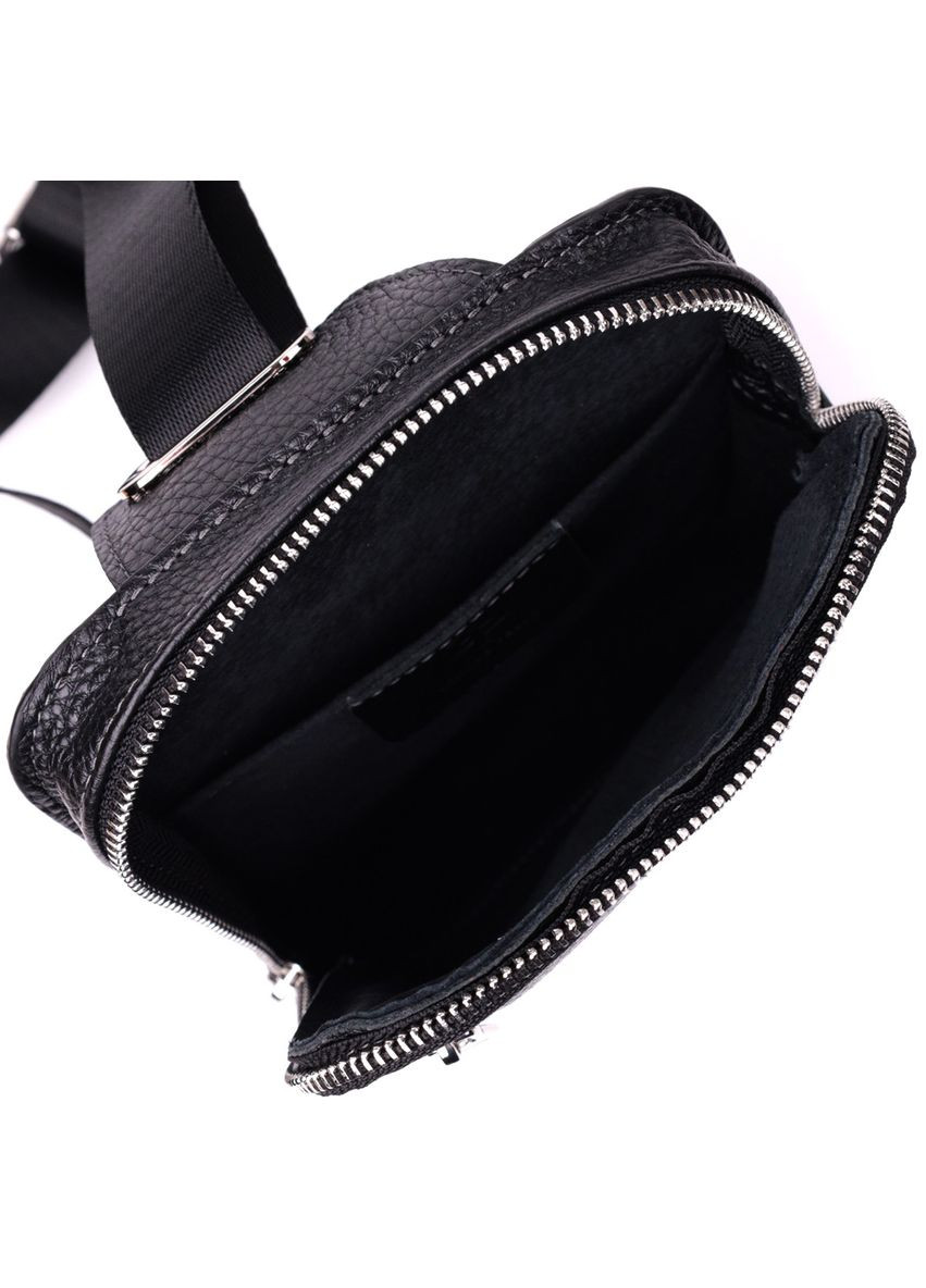 Прямокутна сумка бананка з якісної натуральної шкіри 22877 Чорний Grande Pelle (316087194)