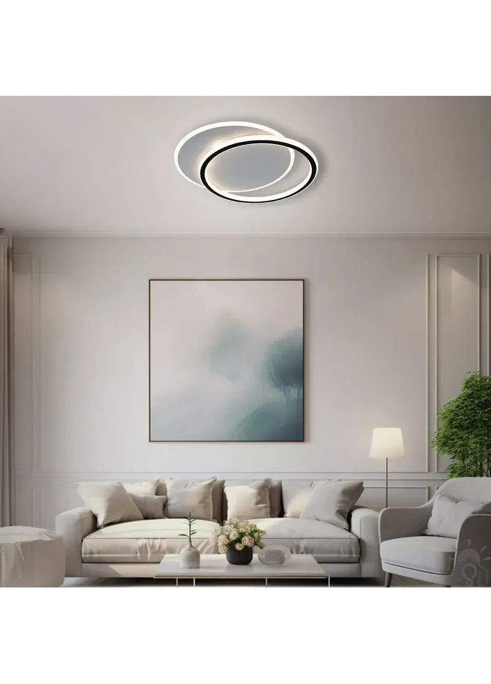 Cвітлодіодна керована люстра STANDART 2R 65 Вт 485x410x50 мм Чорно-біла ESLLSE (365650660)