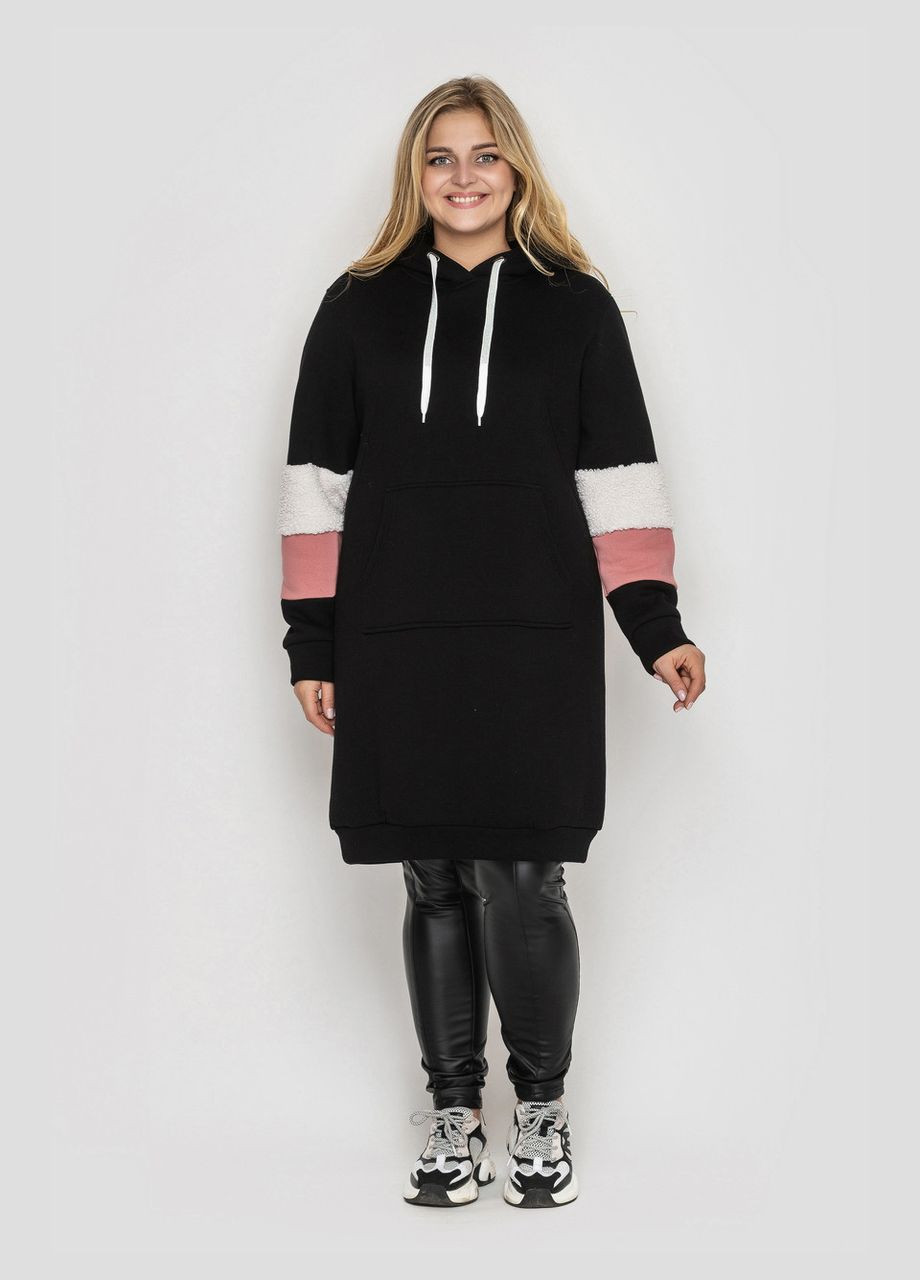 Черное спортивное платье теплое габриэлла 50 черный пудра 0349 Vlavi