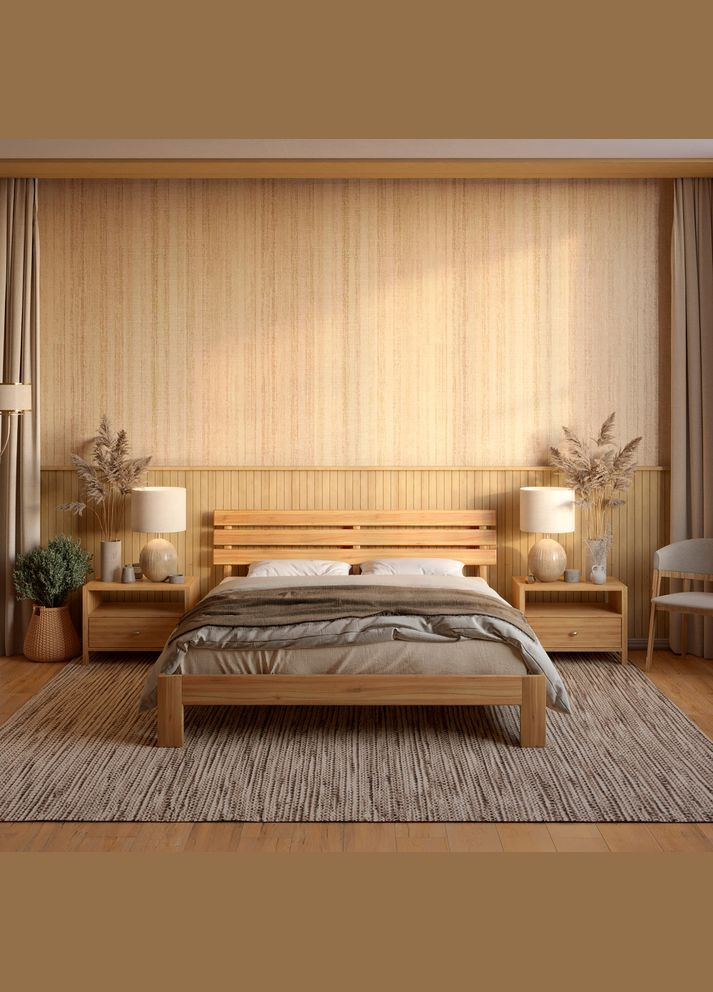 Односпальне дерев'яне ліжко Новара 90х190 см (MBG-4031) Mebigrand (366084783)