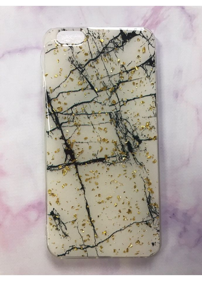 Силіконовий мармуровий чохол з блискітками для iPhone 6+/6 Plus Чорно-білий Creative (359484646)