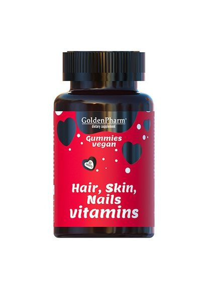 Вітаміни та мінерали Hair Skin Nails Vitamins, 60 желейок Golden Pharm (322293695)