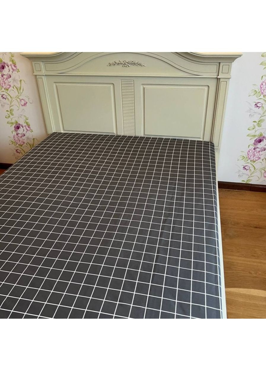 Простирадло без резинки темно-сіре Клітинка Бязь Голд OR52 Ananasko (367056825)