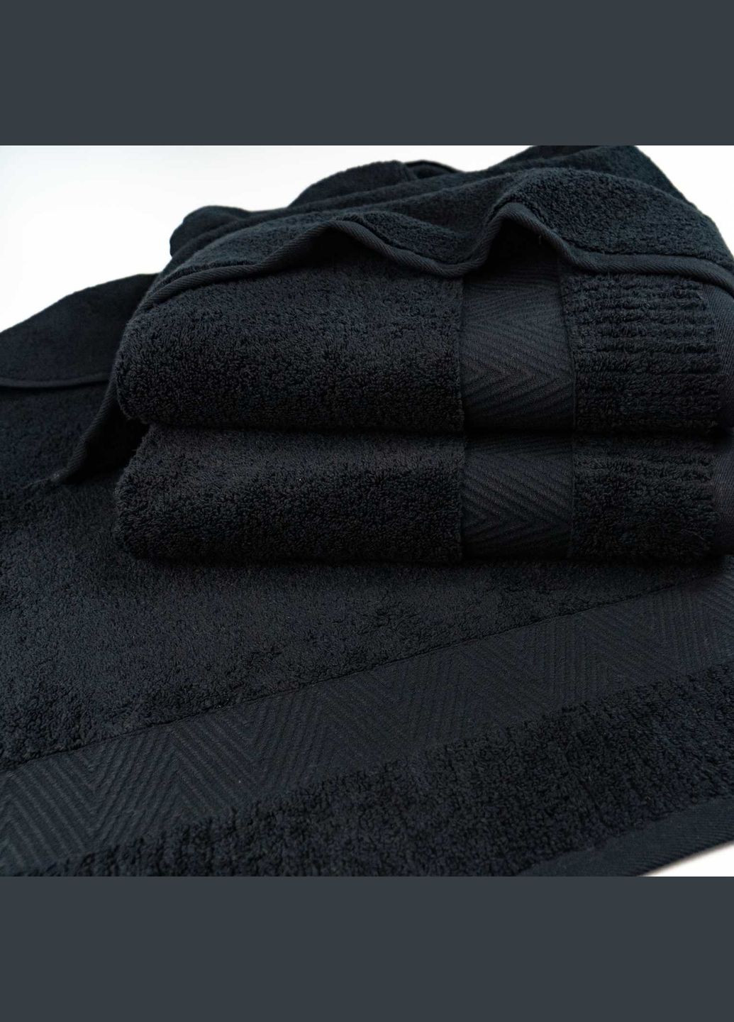 GM Textile комплект махрових рушників зеро твіст бордюр 3шт 40x70см, 50x90см, 70x140см 550г/м2 (чорний) чорний виробництво -