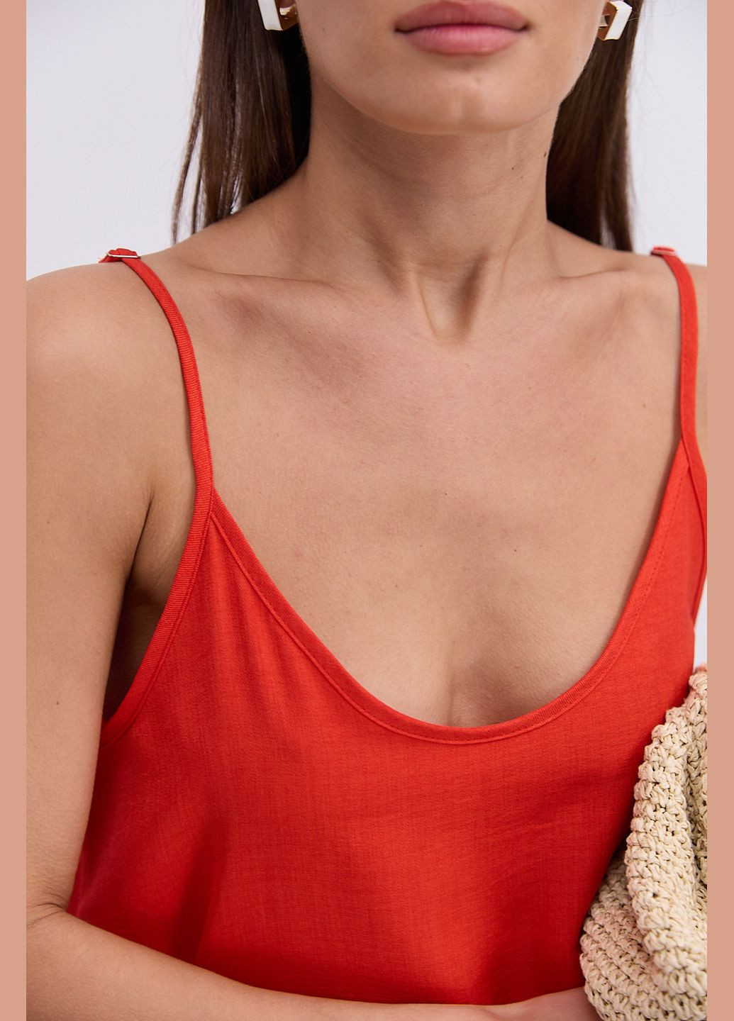 Червона довге літнє плаття червоне з фігурним воланом внизу Arjen