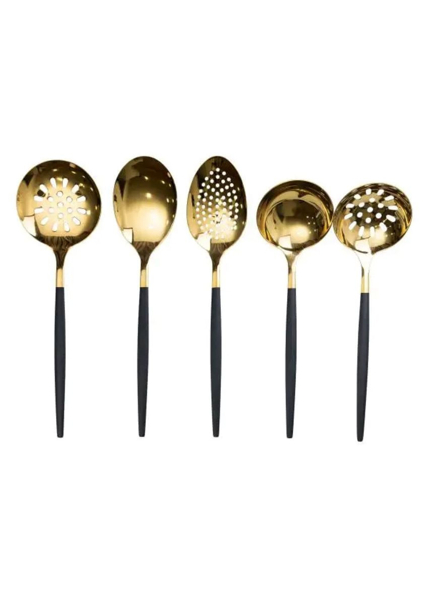 Набір кухонного приладдя 12 предметів столові прилади з нержавіючої сталі Золото з чорним HP-20-22 Jooki (358705977)