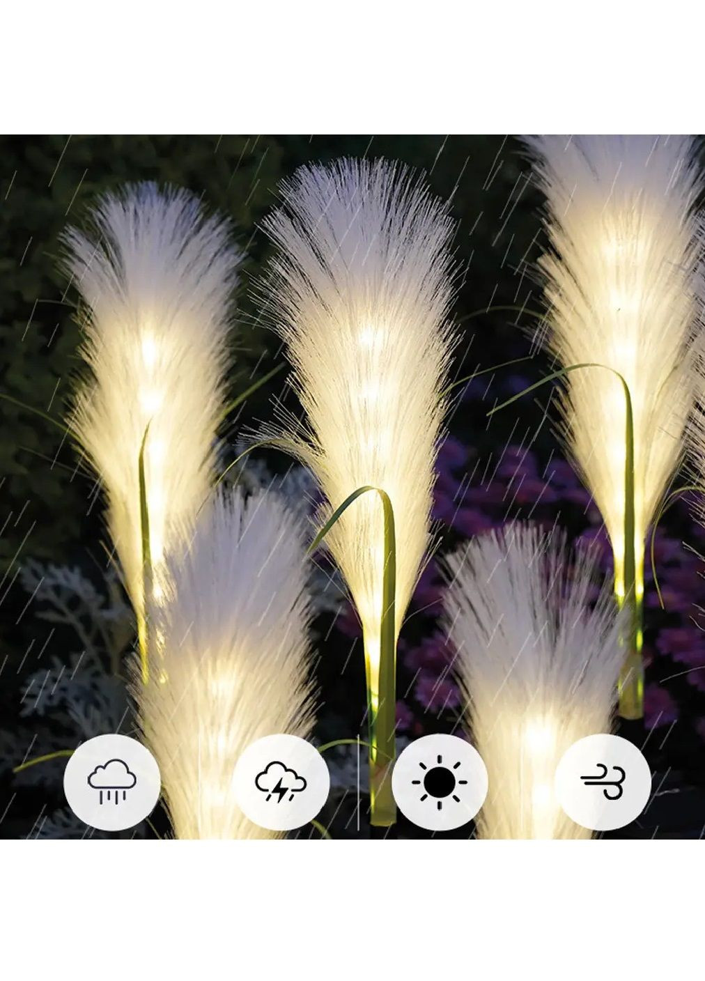 Комплект садових вуличних LED світильників очерету на сонячній батареї з теплим білим світлом 70 см 2 штуки (480692-Prob) Unbranded (340711360)