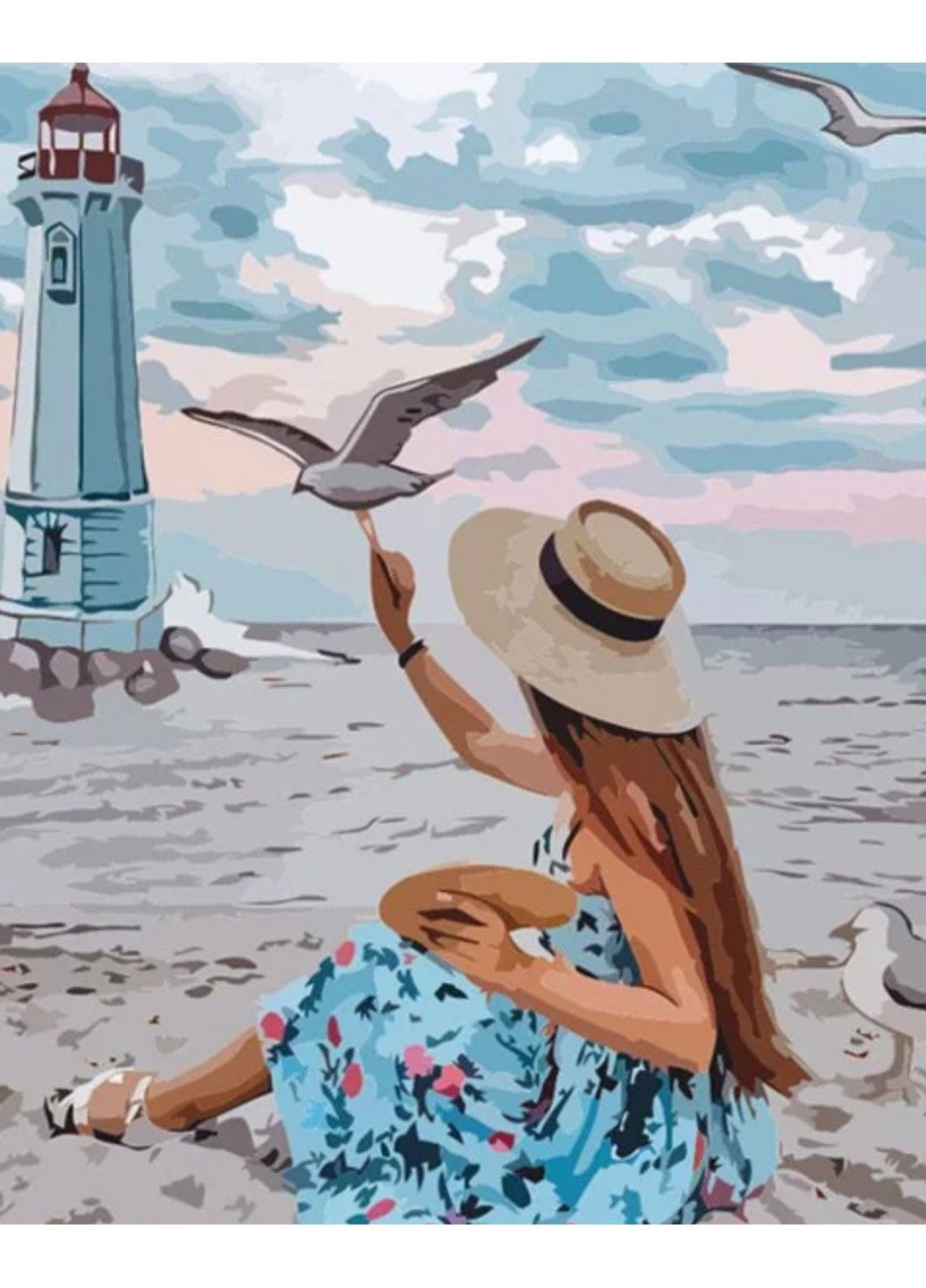 Алмазна мозаїка вишивка Дівчинка та море 5d 40х50 см 178818 No Brand (332208391)