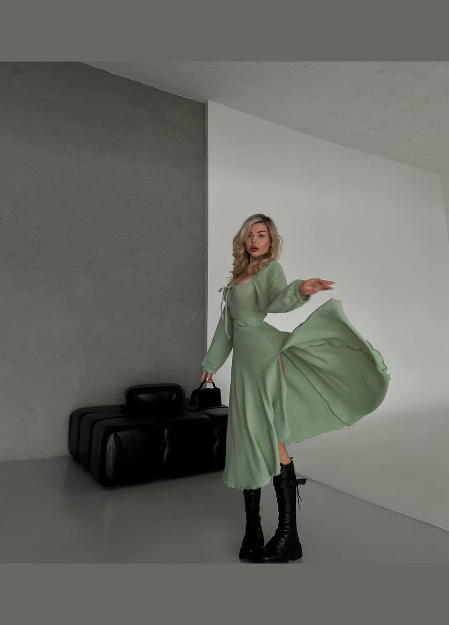 Оливкова жіноче плаття з мусліну колір оливка р.46/48 452644 New Trend