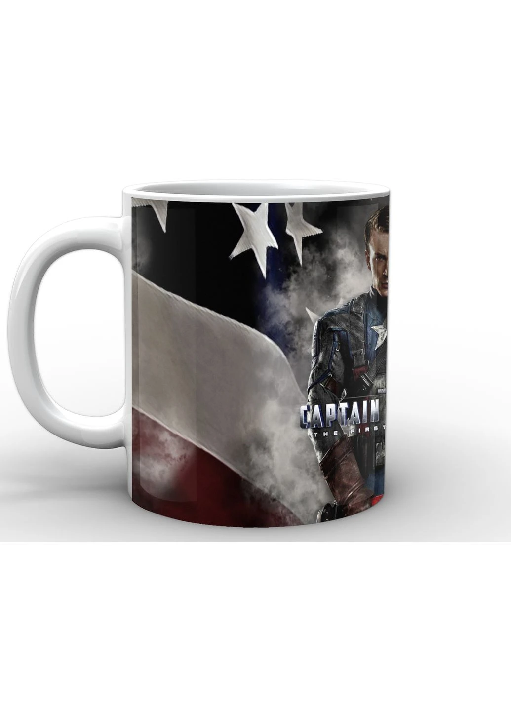 Чашка с принтом Капитан Америка Captain America флаг в дымке CA.02.012 Кружка керамическая 0,33 GeekLand (378969209)