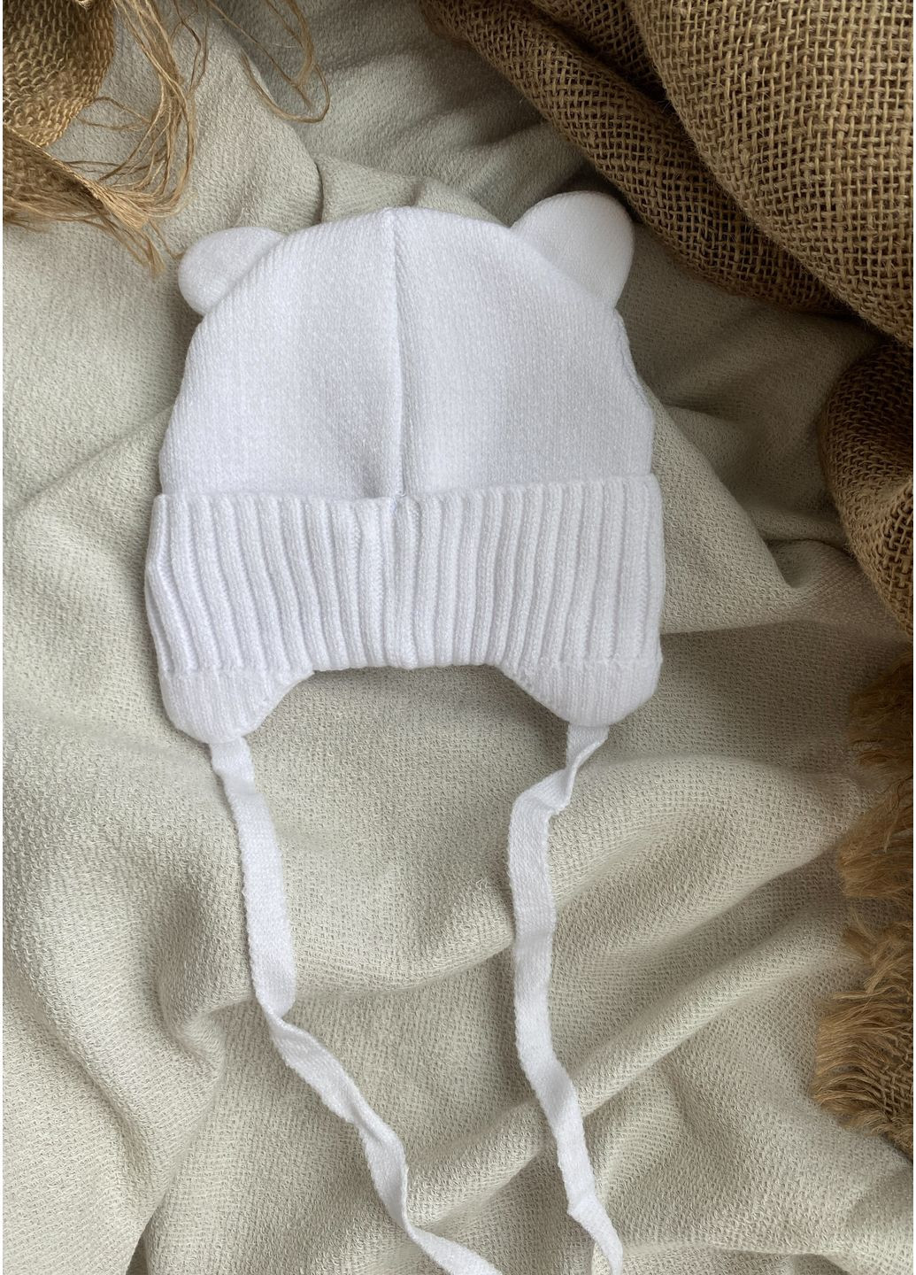 Шапочка для малюка 38–40 рр | 1–3 міс | тепла в’язка + бавовняний підклад | холодна осінь, тепла зима Talvi Пет (361386709)