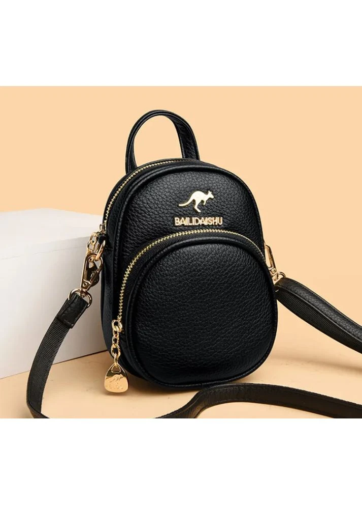 Сумка на плечо мини черная Кенгуру экокожа 18х13х7 см No Brand (398547933)