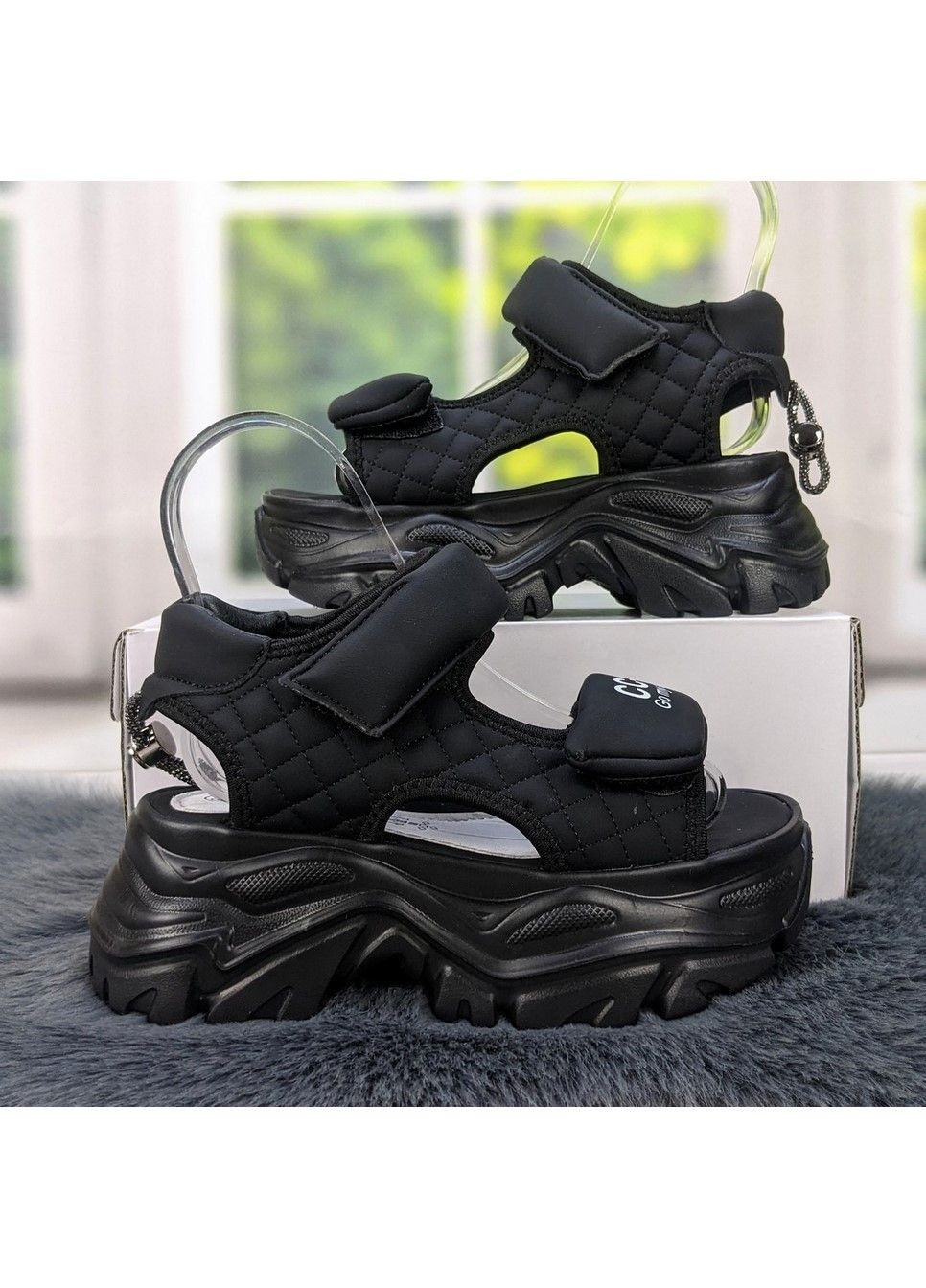 Черные босоножки подростковые для девочки на платформе Jong Golf