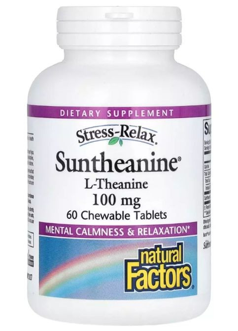 Stress-Relax Suntheanine L-Theanine 100 mg 60 Chewable Tabs Natural Factors (300109309)