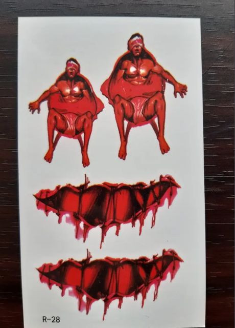 Татуировка временная одноразовая Halloween 10 на 6 см красный Jannet Тату (305612158)