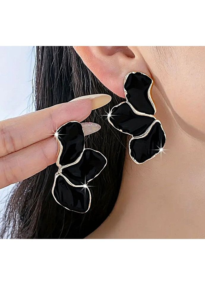 Серьги бижутерия Цветные черные лепестки No Brand (359473030)