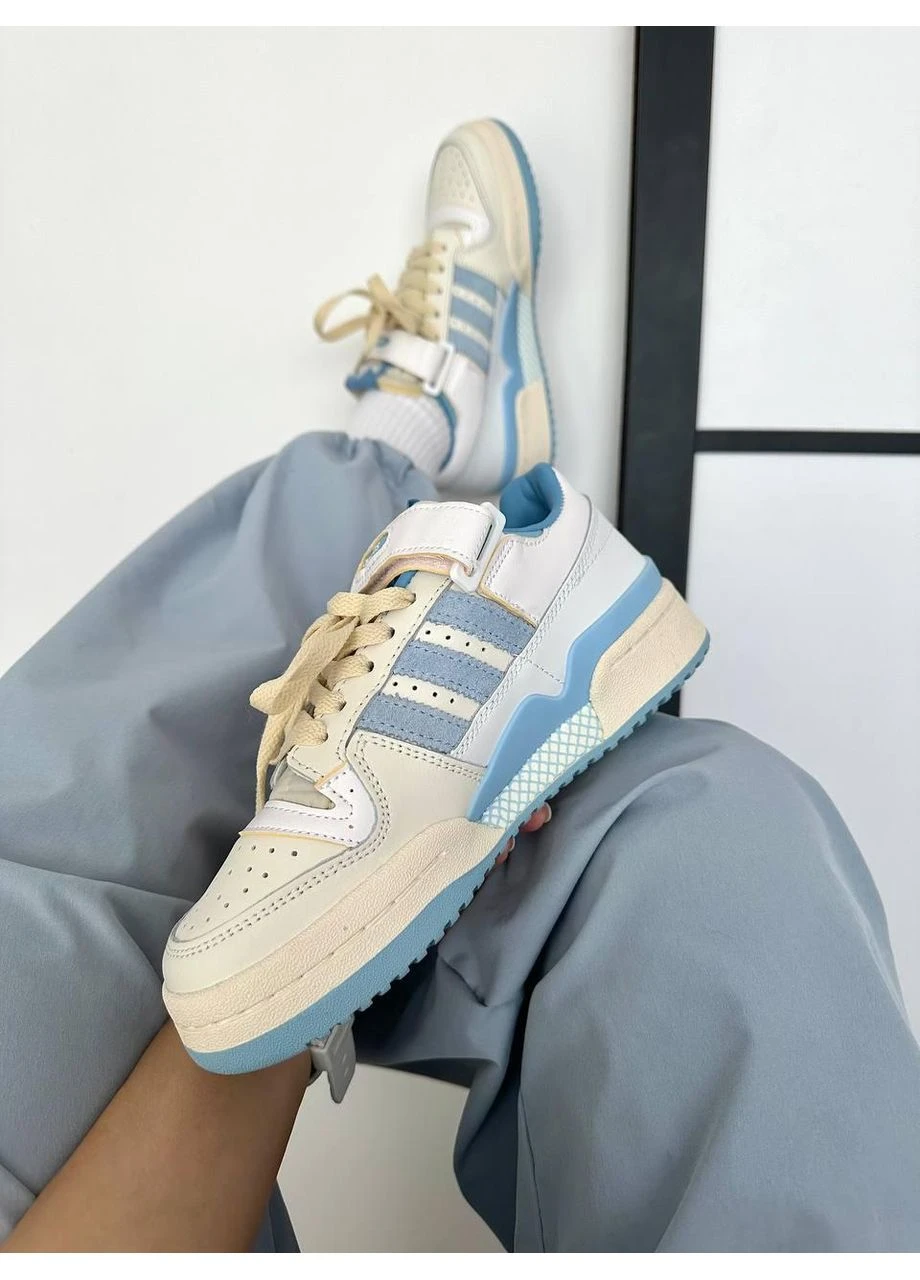 Синій літні кросівки adidas forum low light cream blue адідас форум сині No Brand