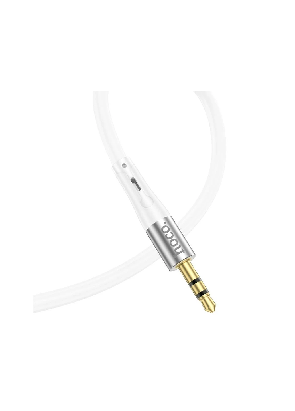 Аудiокабель iP to 3.5mm male, silicone, 1m, White Hoco UPA22 (371647370)