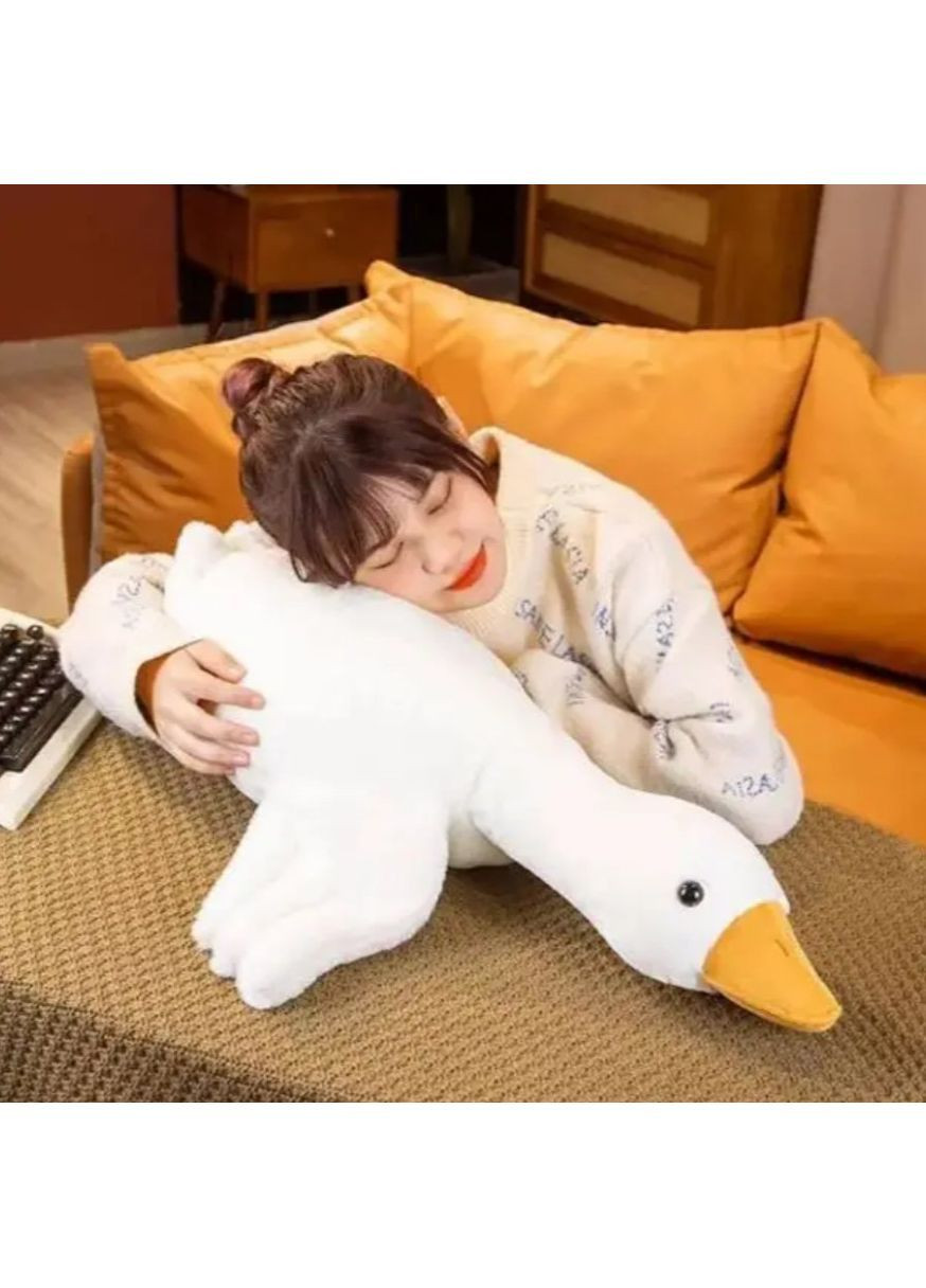 М’яка іграшка гусак білий 70 см плюшева птах для дітей, велика іграшка-антистрес для сну, обіймів і декору кімнати No Brand (364191317)