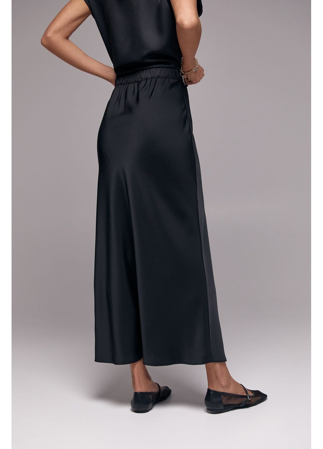 Черная юбка шелк-сатин 3012 Triko Bakh