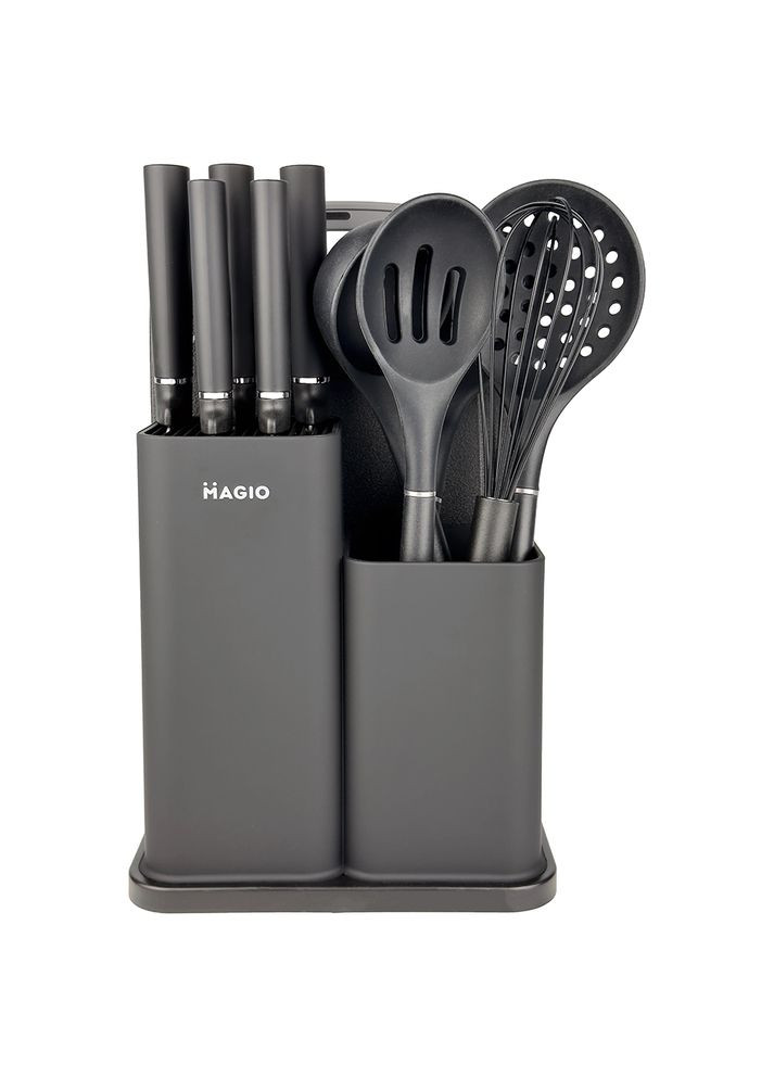 Кухонний набір 12 предметів Magio MG-1097 набір кухонних ножів та лопаток чорний No Brand чорний,
