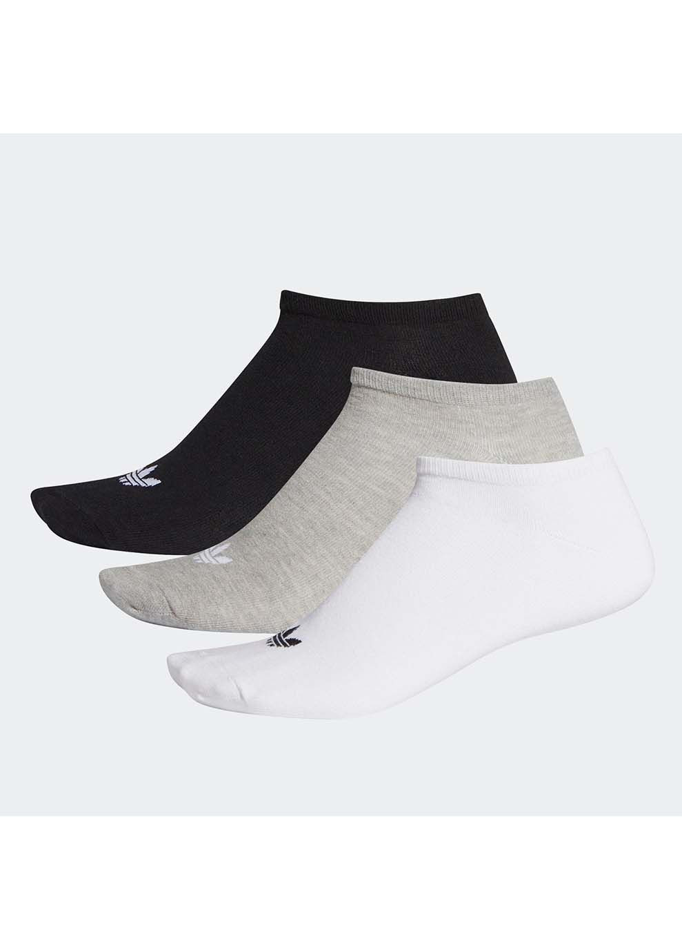 Комбинированные носки trefoil liner 3p белый, серый, черный adidas однотонные (367590235)