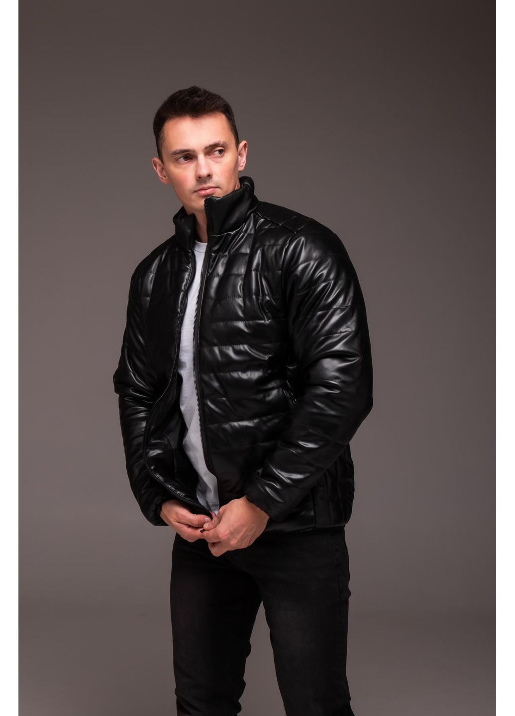 Чорна демісезонна куртка чоловіча утеплена No Brand