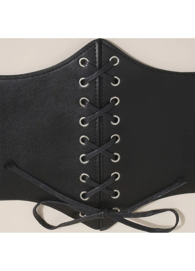 Женский эластичный корсет S из экокожи черный, регулируемый пояс-корсет One Size для талии до 90 см No Brand (362682245)