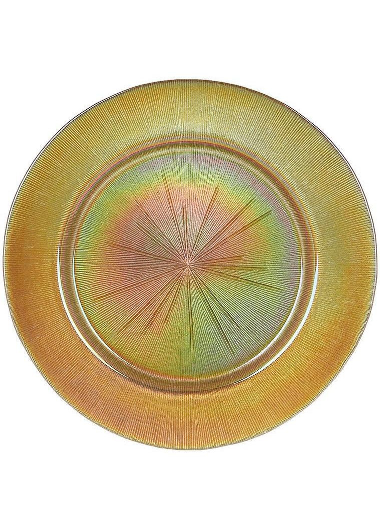 Набір 6 скляних тарілок "Golden Placer" Ø33см, золото та перламутр BonaDi (330019096)