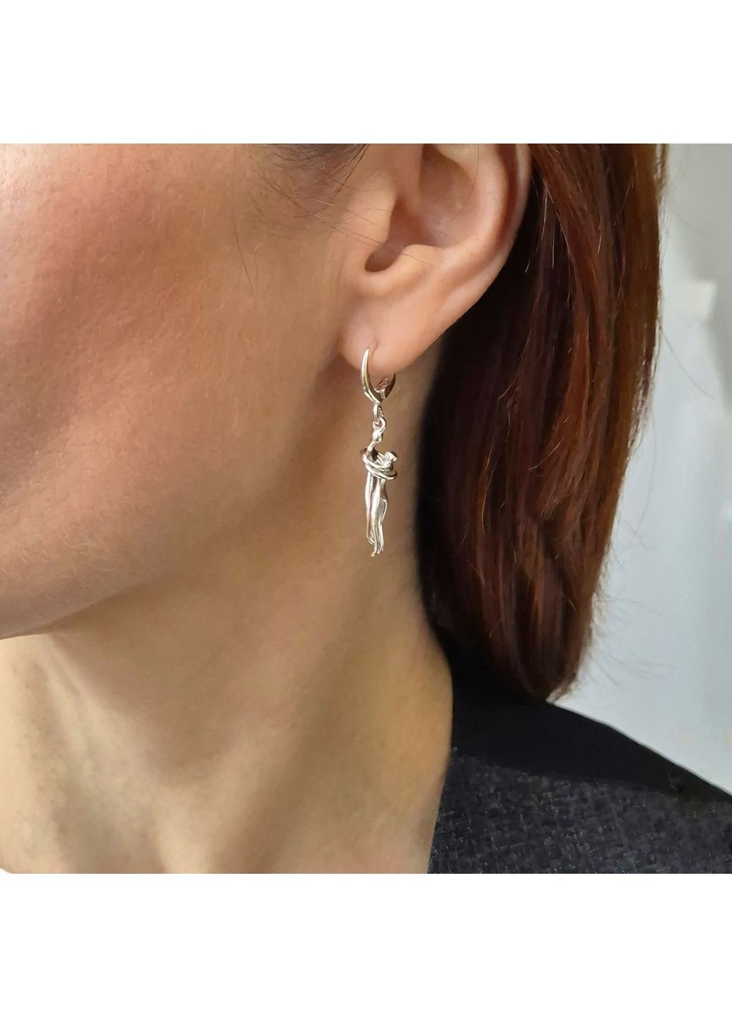 Срібні сережки без каменів Закохана пара Тет а Тет срібло 925 проби 2518с 5.24г Nobrand (370438593)