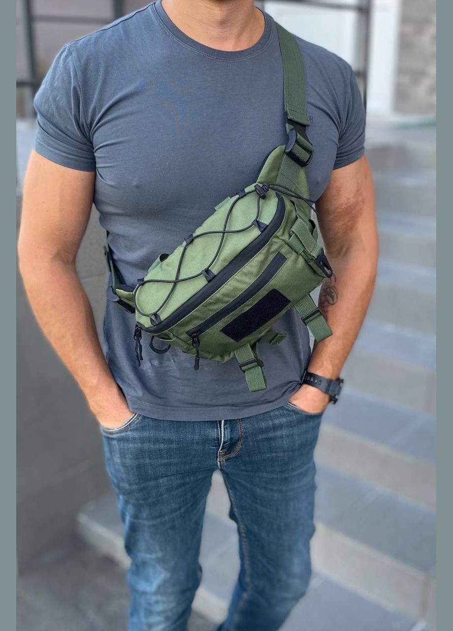 Тактична сумка на пояс бананка через плече на пояс нагрудна TK MK зелений колір No Brand (300172280)