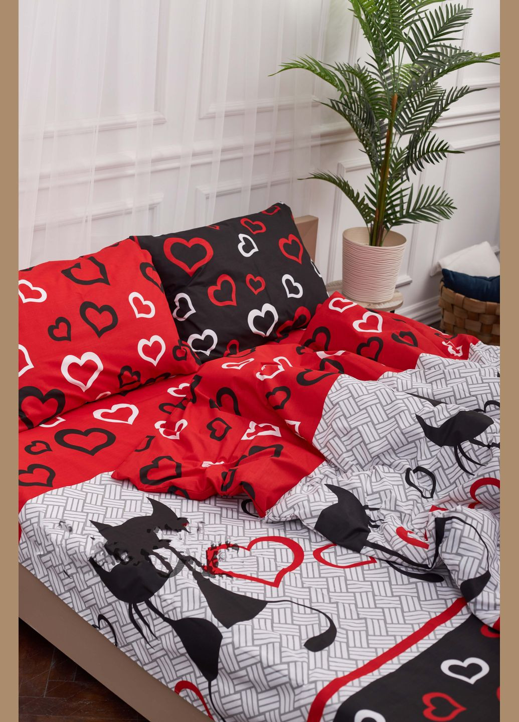 Комплект постельного белья полуторный 143х210 наволочки 4х70х70 Бязь Gold Люкс (MS-820001167) Moon&Star Love Cats (285716725)