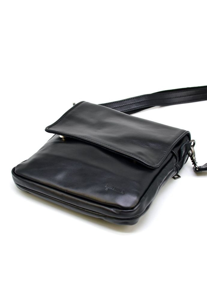 Чоловіча шкіряна сумка через плече планшет месенджер із натуральної шкіри чорна 25*24*5 см TARWA (329148076)