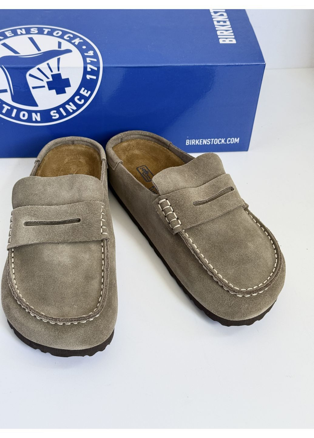 Серые замшевые шлепанцы клоги мюли унисекс No Brand